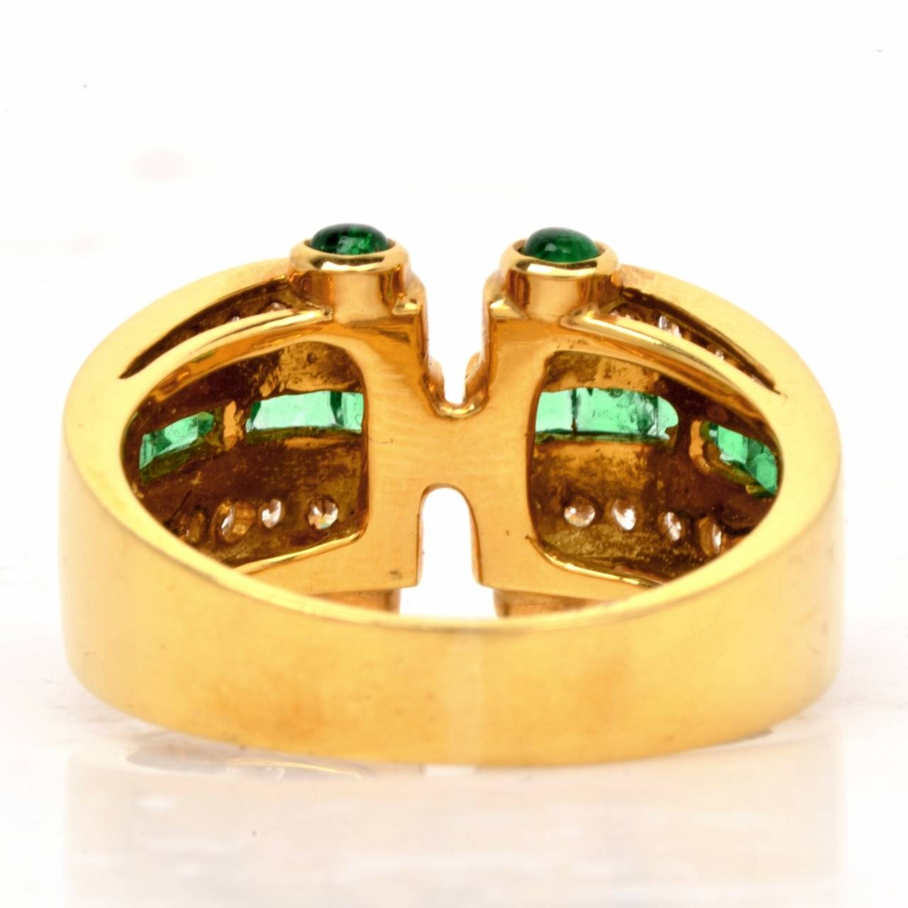 Women's Italian Emerald Diamond Gold Cocktail Ring