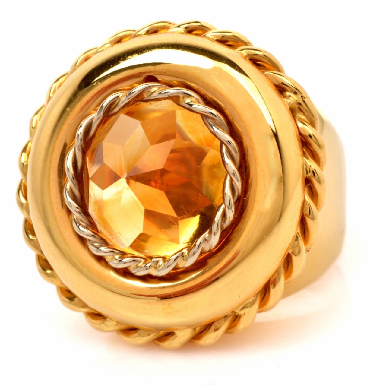 Impressive Retro Citrine Gold Cocktail Ring 4