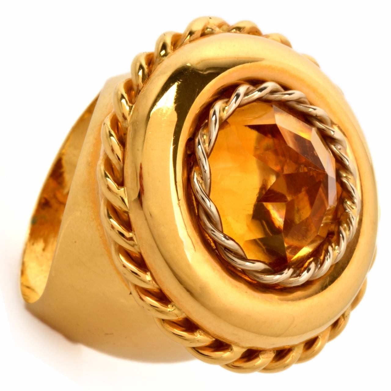 Women's Impressive Retro Citrine Gold Cocktail Ring