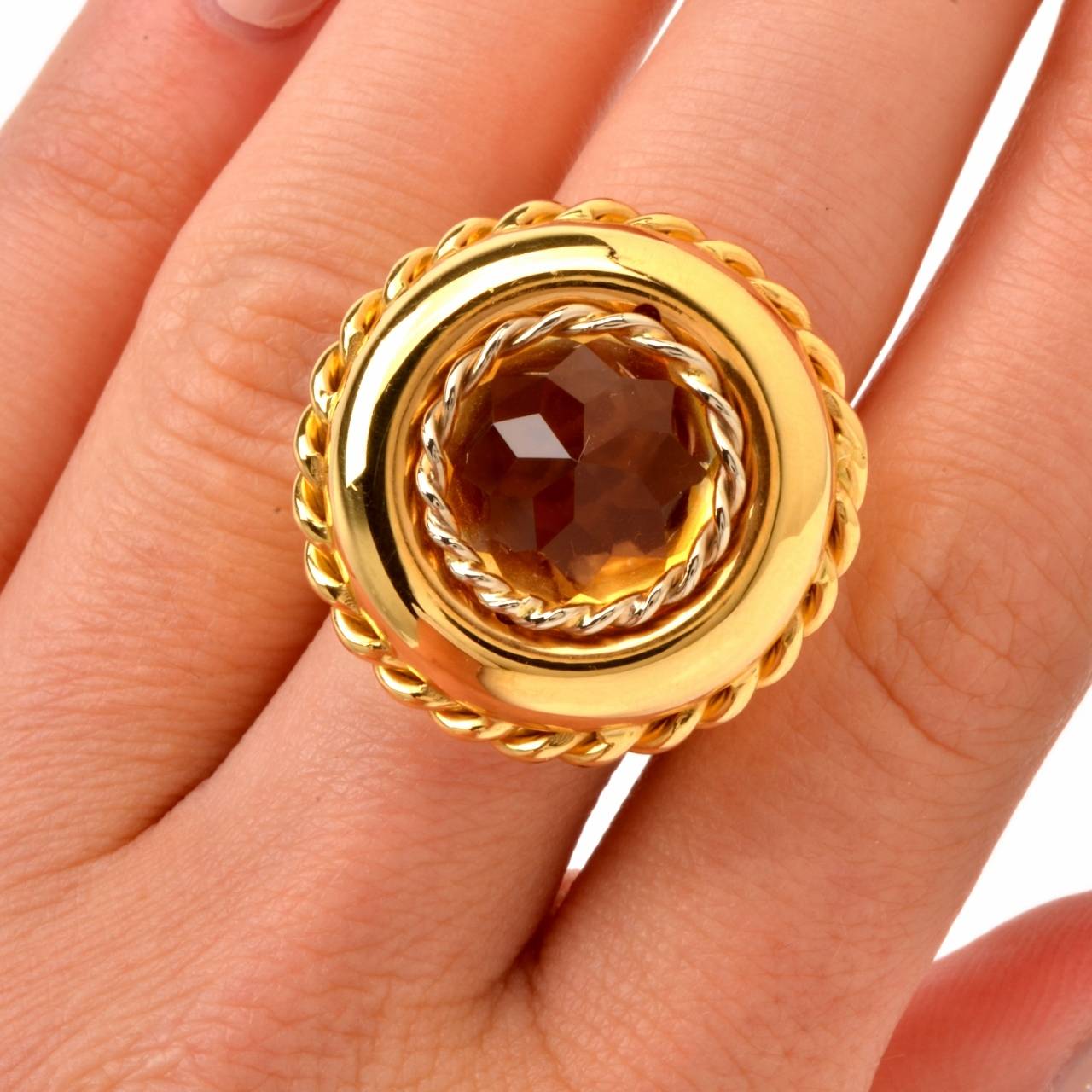 Impressive Retro Citrine Gold Cocktail Ring 3