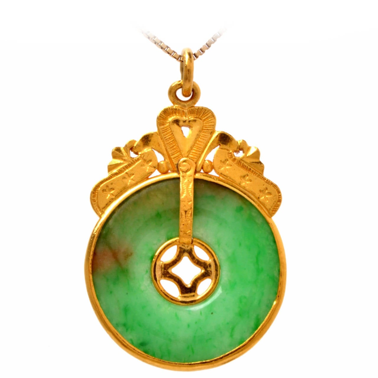 Gia Certified Jadeite Jade Gold Chinese Pendant At 1stdibs 