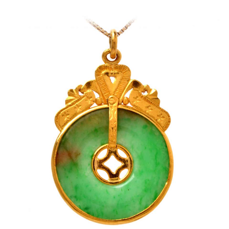 Real jade necklace gold Clearance