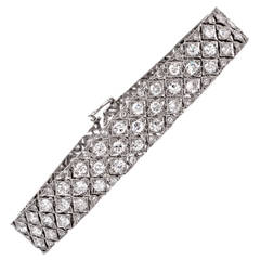 Art Deco 11 Carats Diamonds Platinum Bracelet