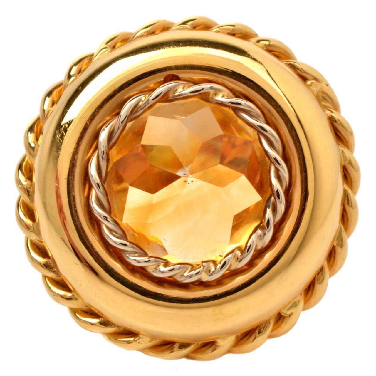 Impressive Retro Citrine Gold Cocktail Ring