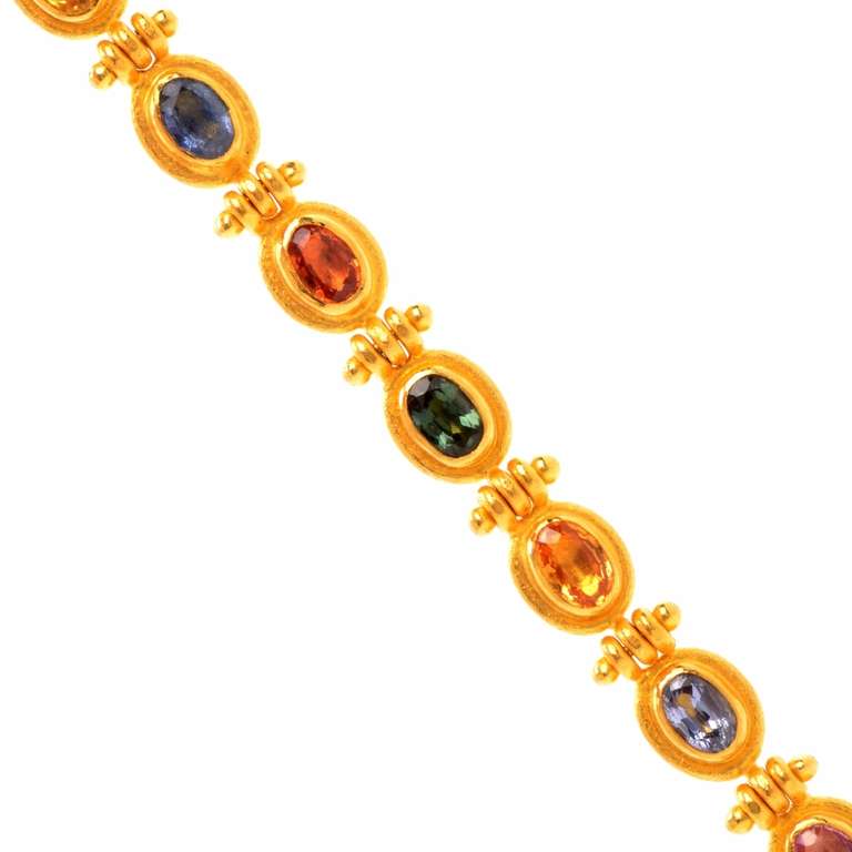 Women's Multicolored Sapphire Gold Bracelet