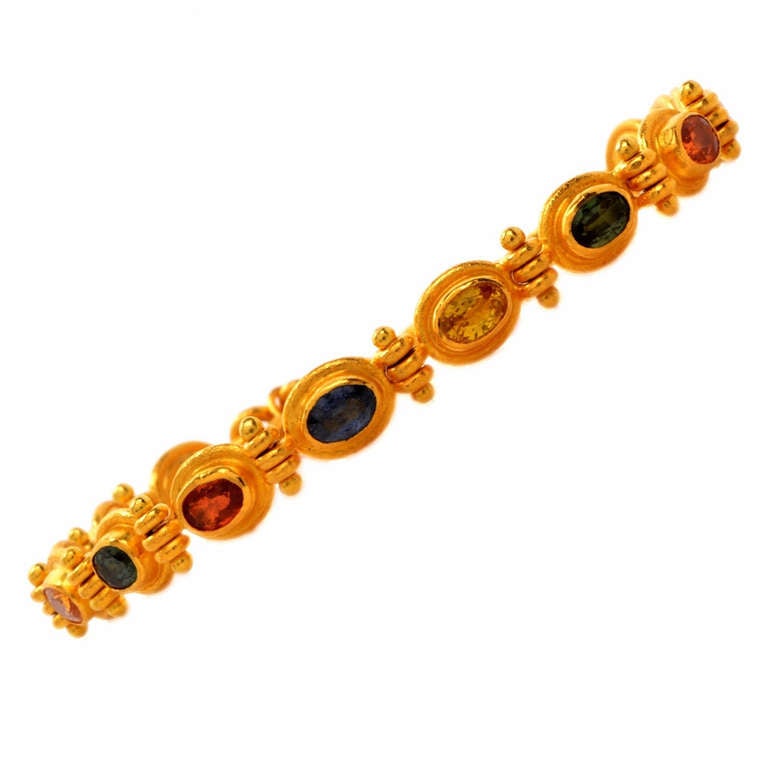 Multicolored Sapphire Gold Bracelet