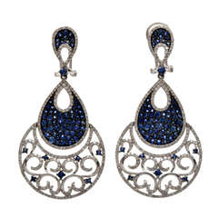 Sapphire Diamond Gold Chandelier Earrings