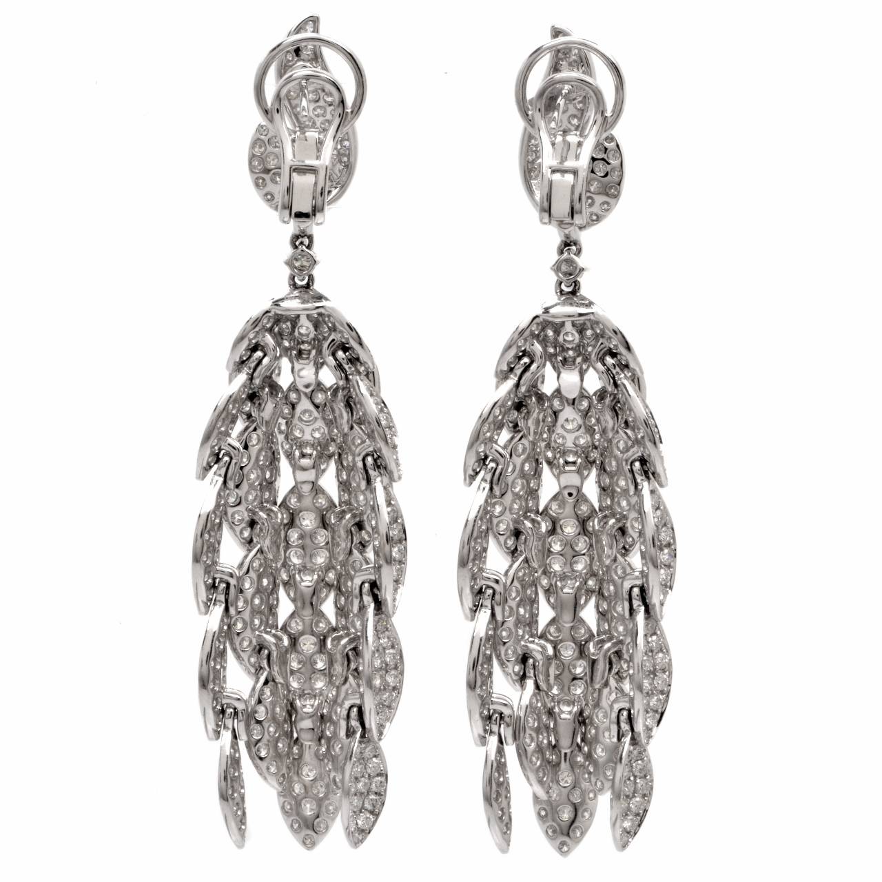 Women's Impressive Pave Diamond Gold Chandelier Earrings