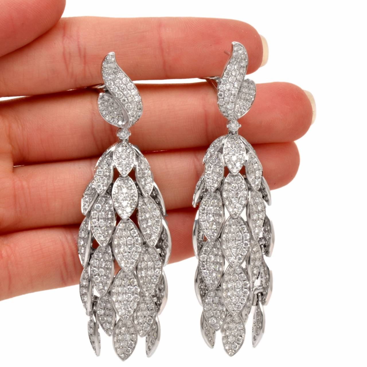Impressive Pave Diamond Gold Chandelier Earrings 1