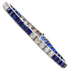 Tiffany & Co. Certified Natural Sapphire Diamond Platinum Bracelet