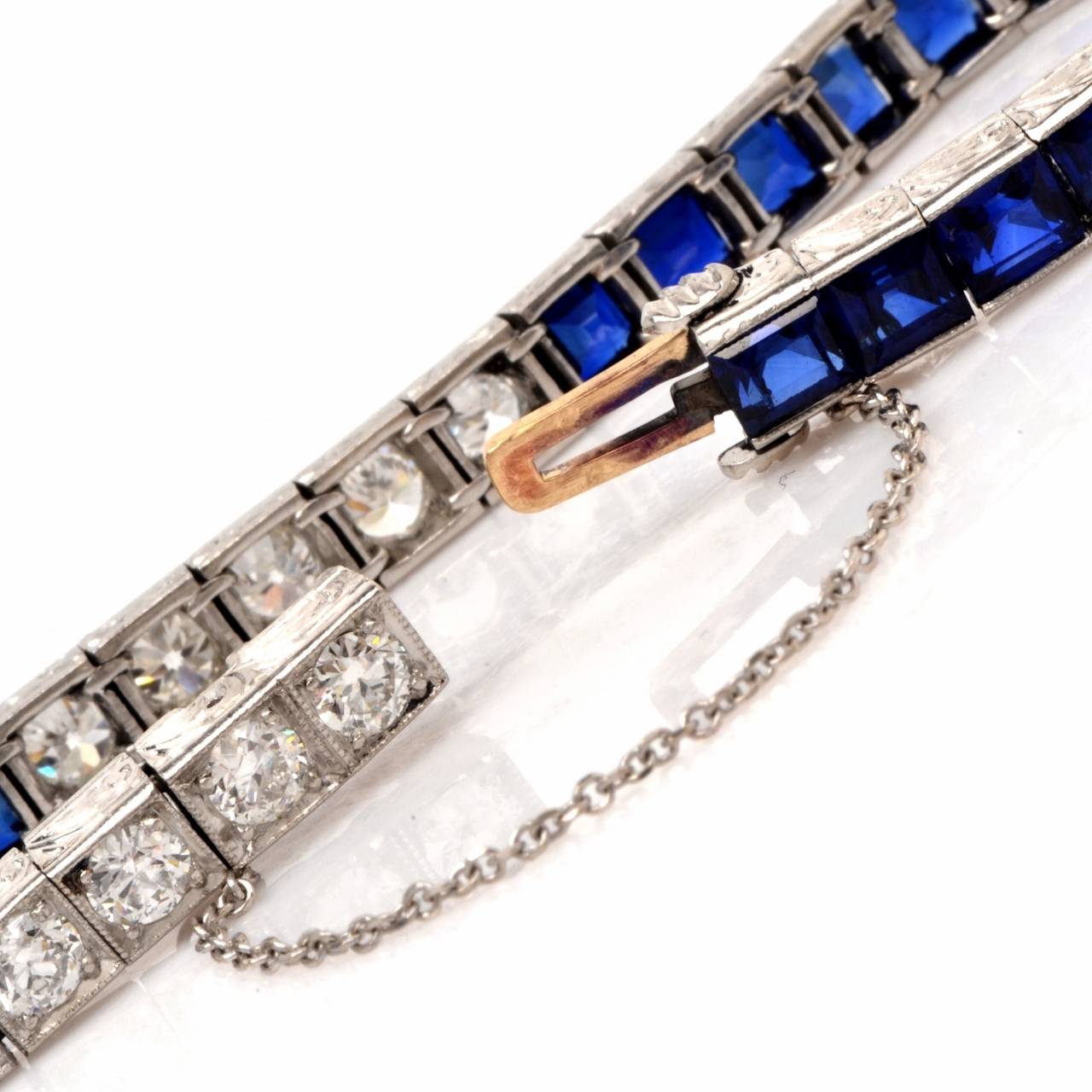 Women's Tiffany & Co. Certified Natural Sapphire Diamond Platinum Bracelet