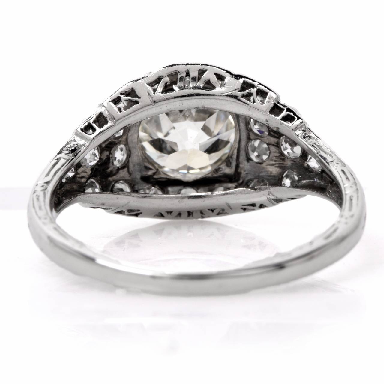 Art Deco Diamond Platinum Filigree Engagement Ring 1