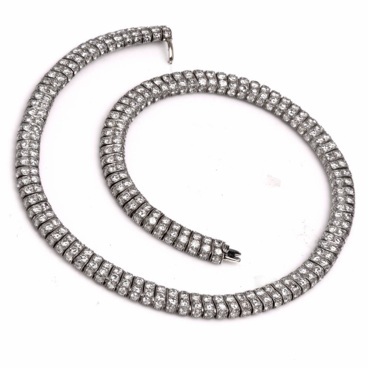 Women's Platinum Diamond Flexible Link Necklace