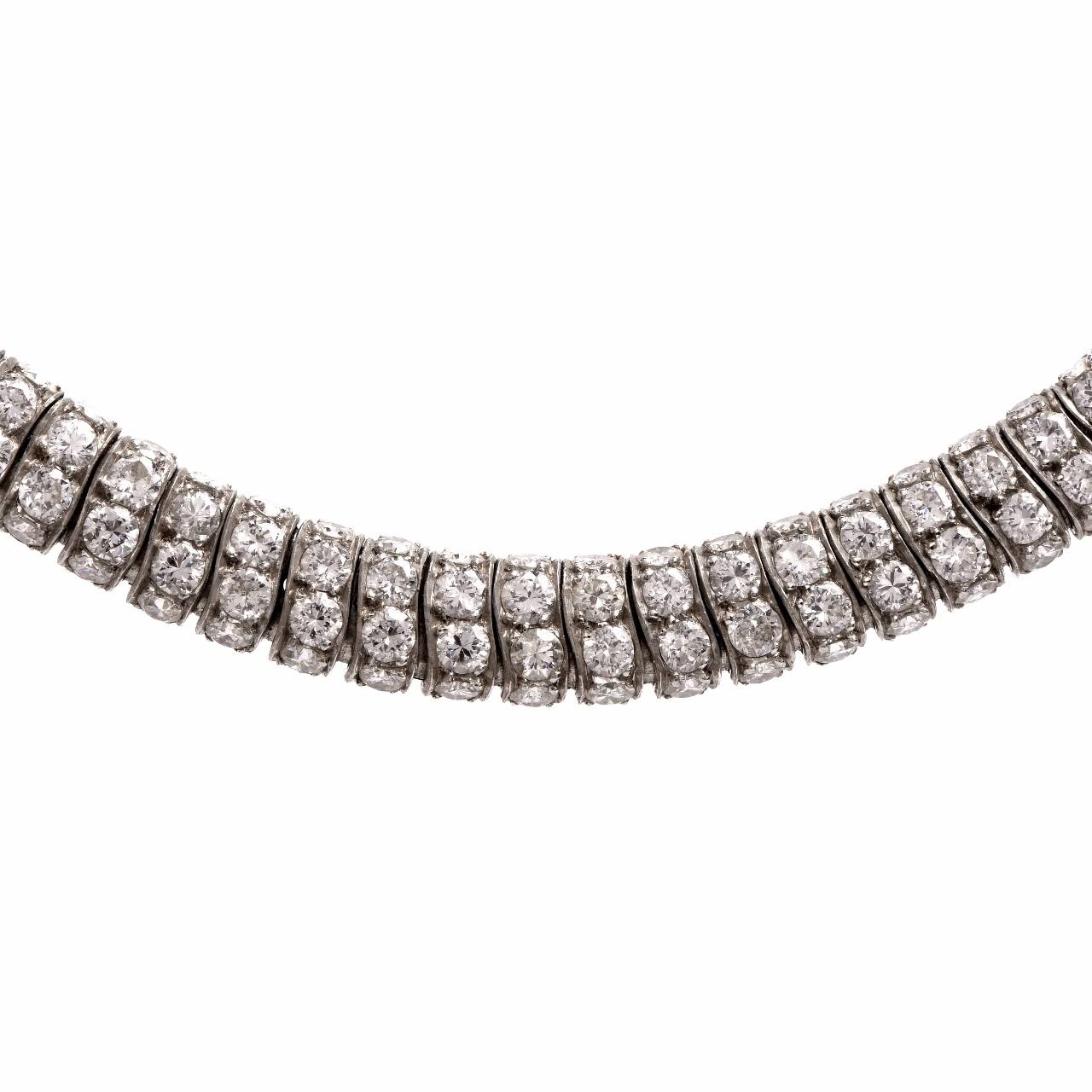 Platinum Diamond Flexible Link Necklace In Excellent Condition In Miami, FL