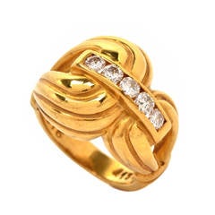 Vintage Lagos Diamond Gold Buckle Design Ring