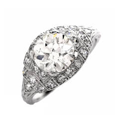 Antique Art Deco Diamond Platinum Filigree Engagement Ring