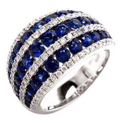 Gregg Ruth Sapphire Diamond Gold Wide Dome Ring