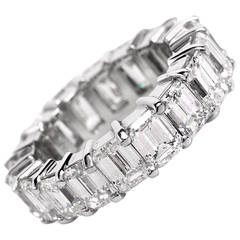Dazzling 10.40 Carats Emerald-Cut Diamond Platinum Eternity Band Ring