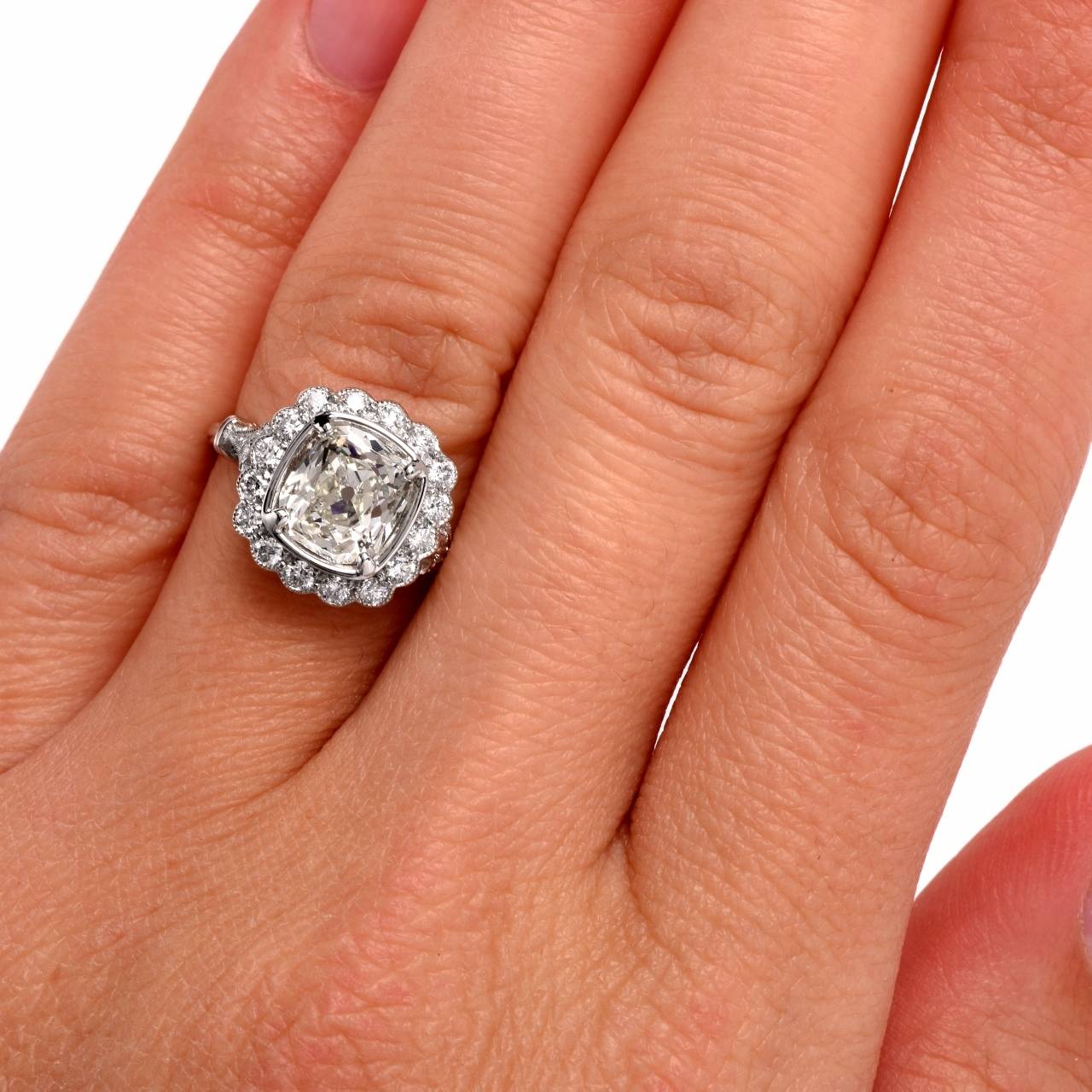 2.08 Carat Cushion Diamond Platinum Engagement Ring 1