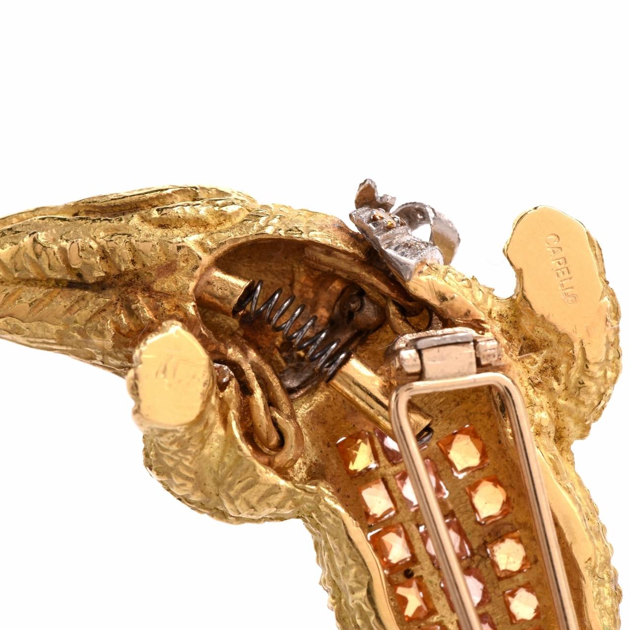 Women's Capello Italy Sapphire Diamond Gold Alligator Lapel Brooch