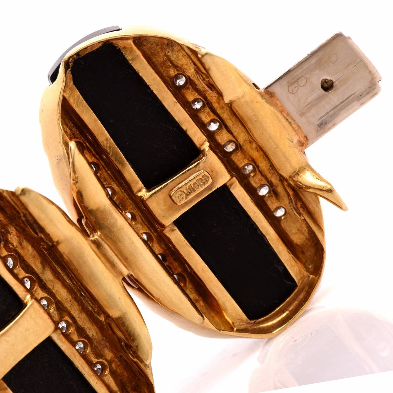 Italian Onyx Diamond Gold Bracelet In Excellent Condition In Miami, FL