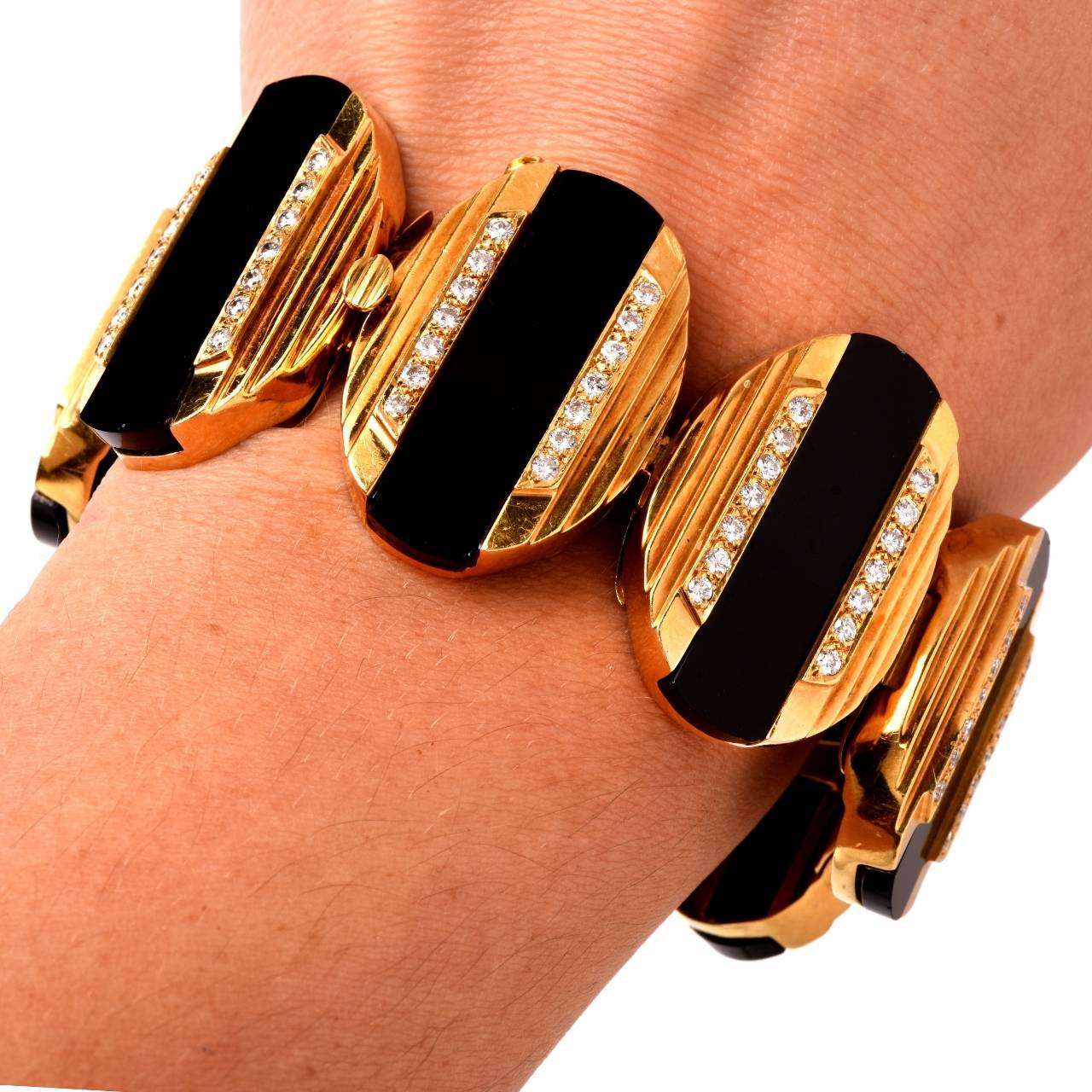Italian Onyx Diamond Gold Bracelet 2