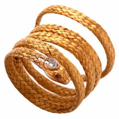 Antique Diamond Woven Gold Snake Mesh Bracelet