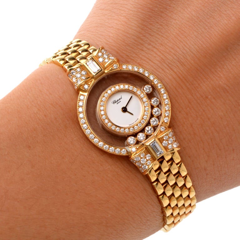 Women's Chopard Lady's Yellow Gold and Diamond Happy Diamonds Wristwatch