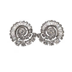 Diamond Platinum Swirl Earrings