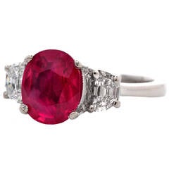 Burma GIA Certified Ruby Diamond Platinum Engagement Ring