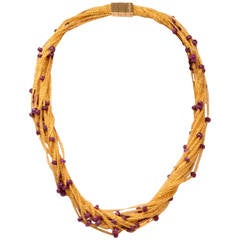 Calgaro Italienische Gold Mesh und Rubin Halskette
