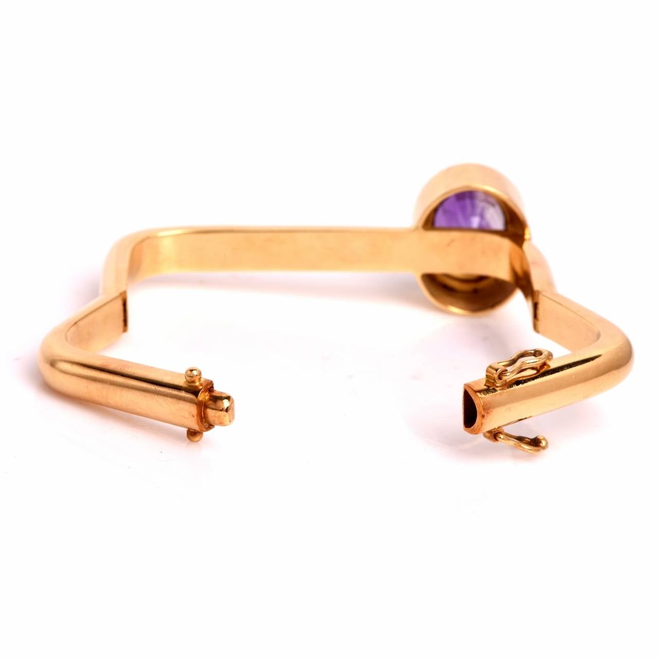 Retro Amethyst Gold Bangle Bracelet 2