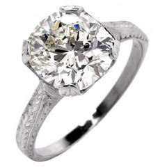 EGL Certified 2.70 Carat Diamond Gold Solitaire Engagement Ring