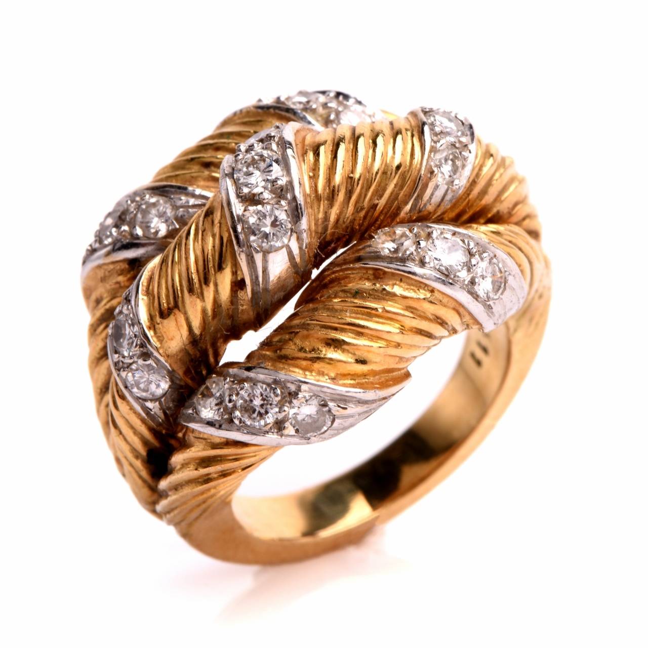 Diamond Textured Gold Cocktail Ring 1