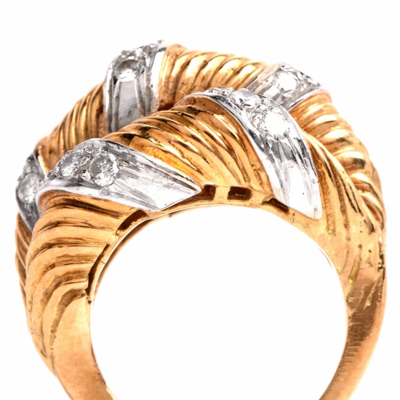 Diamond Textured Gold Cocktail Ring 2