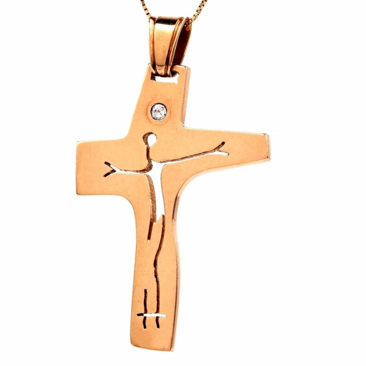 Artist Art Cross Diamond Gold Men's Pendant