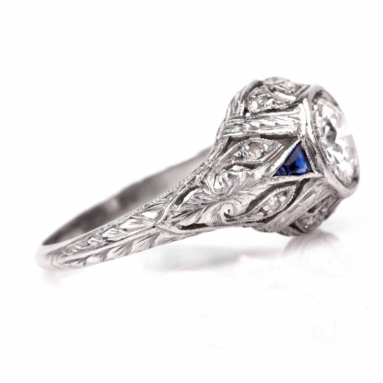 Antique Diamond platinum Engagement ring 1