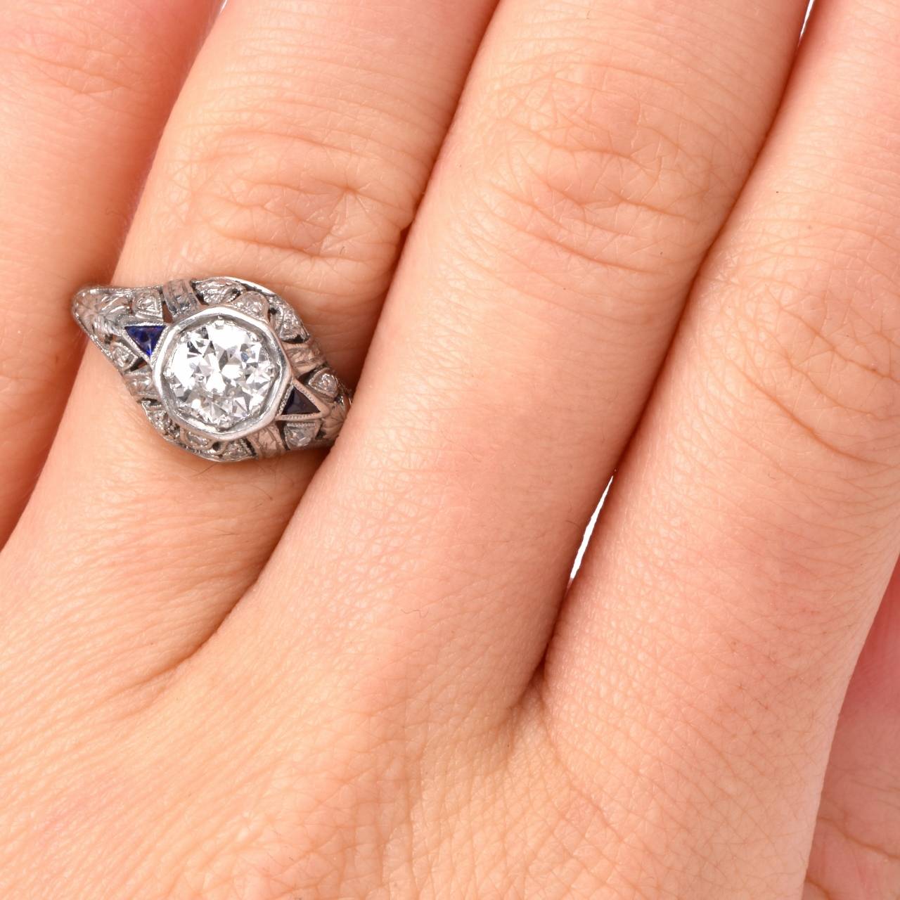 Antique Diamond platinum Engagement ring 2