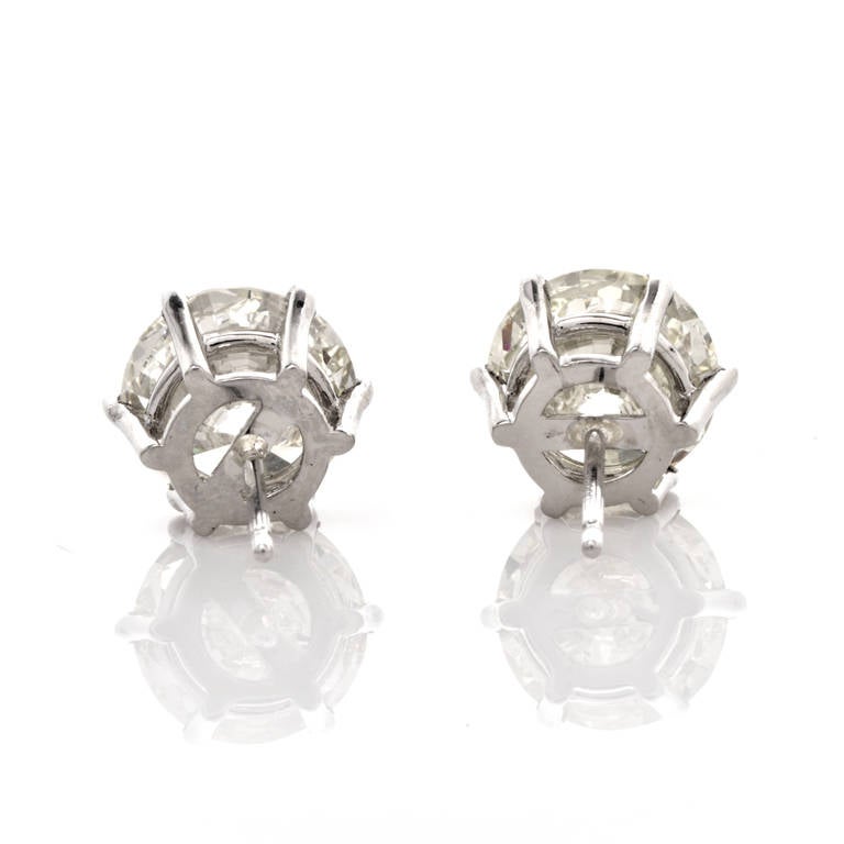 Modern 7.95 Carats Diamond Platinum Stud Earrings