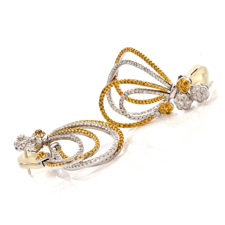 Women's Fancy Yellow Diamond Two-Tone Gold Multiple Hoop Earrings