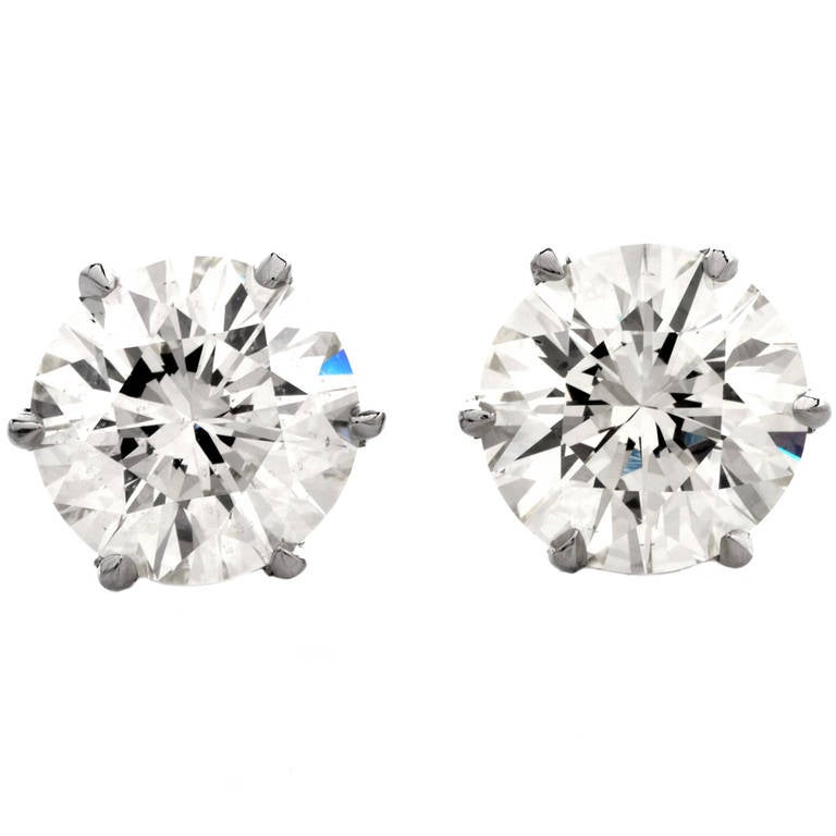 7.95 Carats Diamond Platinum Stud Earrings