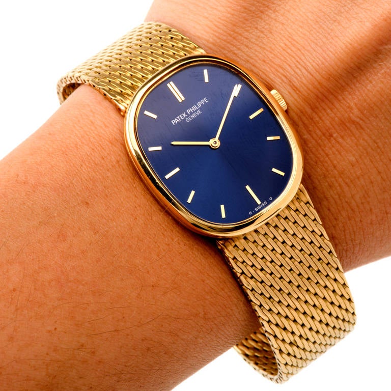 Men's Patek Philippe Yellow Gold Ellipse Wristwatch with Integral Bracelet Ref 3548