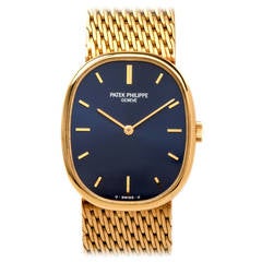 Retro Patek Philippe Yellow Gold Ellipse Wristwatch with Integral Bracelet Ref 3548