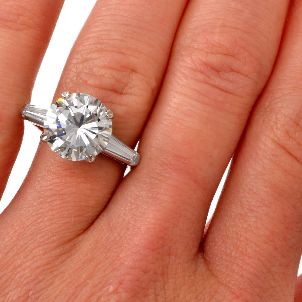 5.04 Carat GIA Diamond Platinum Engagement Ring In Excellent Condition In Miami, FL