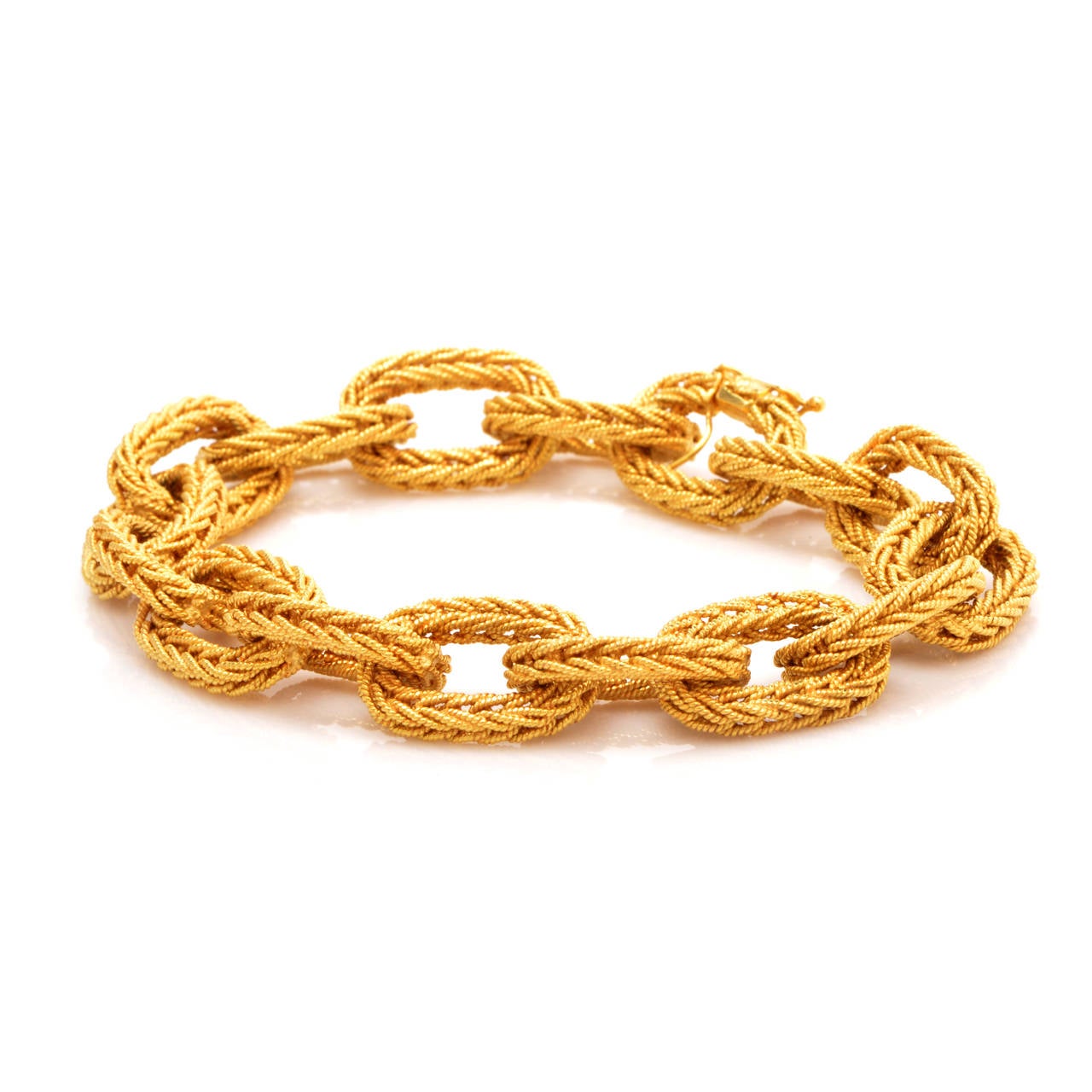 Italian Heavy Gold Braided Link Bracelet In Excellent Condition In Miami, FL