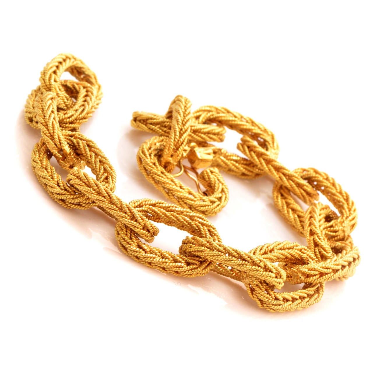 Italian Heavy Gold Braided Link Bracelet at 1stDibs