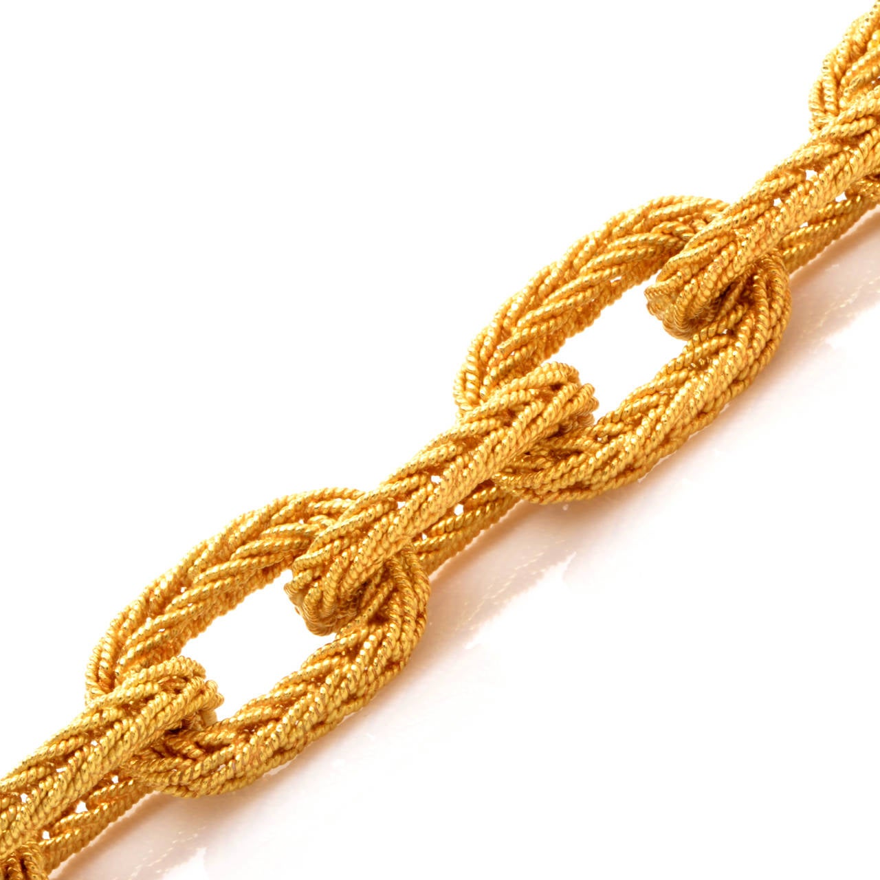 Italian Heavy Gold Braided Link Bracelet at 1stDibs
