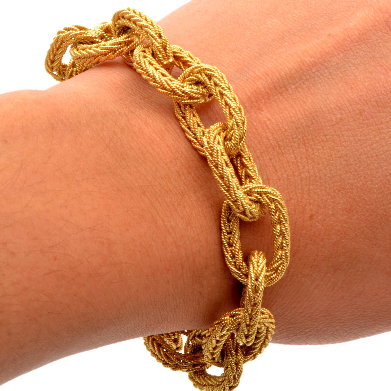 Italian Heavy Gold Braided Link Bracelet 4