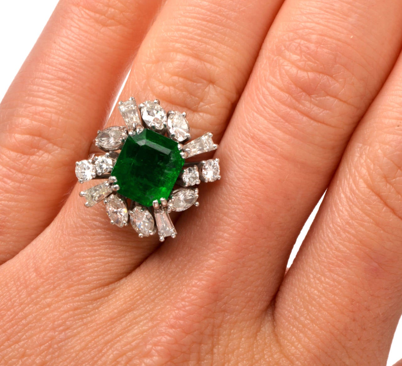 Emerald Diamond Gold Cocktail Ring 1