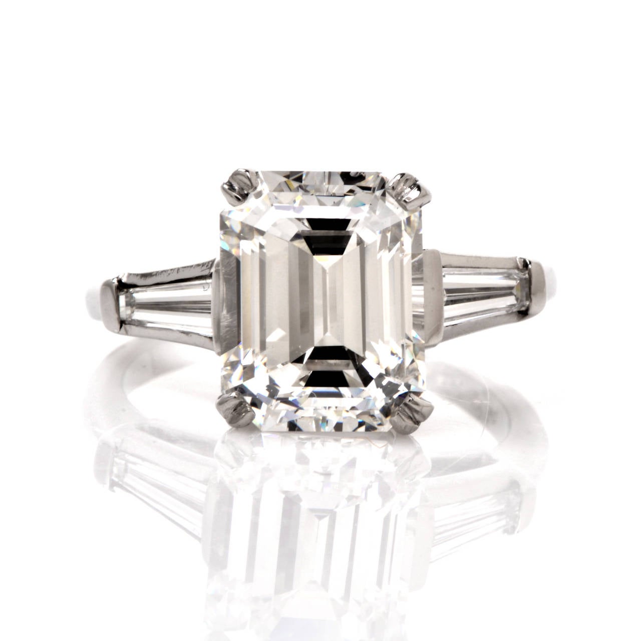 Emerald Cut Diamond Platinum Engagement Ring